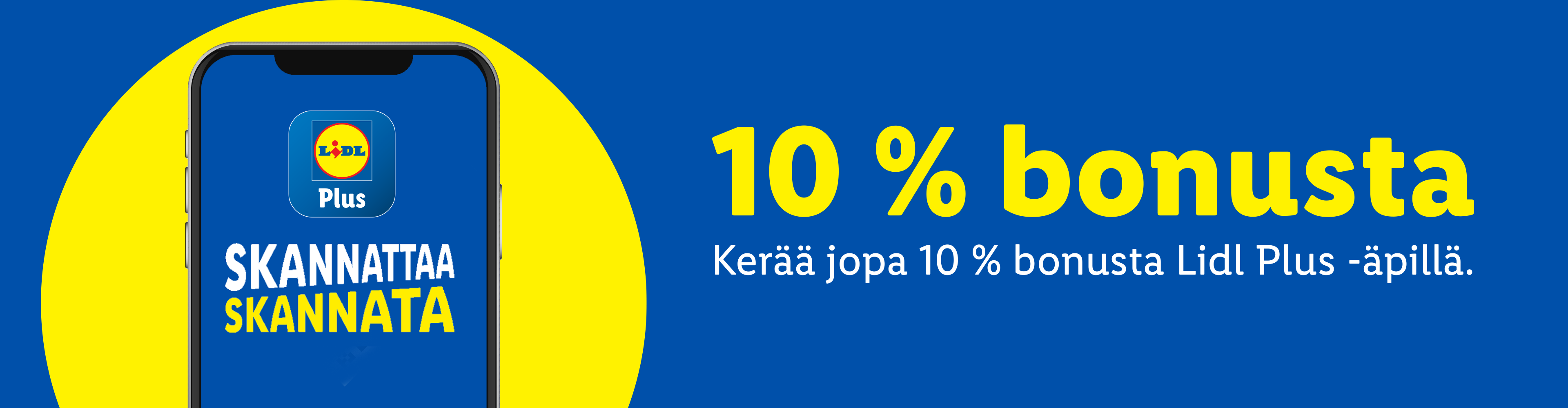 Lidl Plus -sovellus tarjoaa 10 % bonusta skannauksesta.