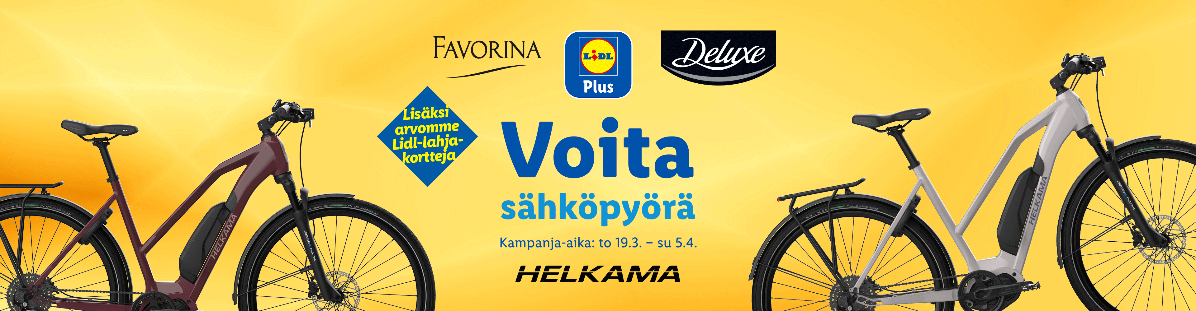 Voita sähköpyörä ja Lidl-lahjakortteja. Kampanja-aika: 19.3. - 5.4.